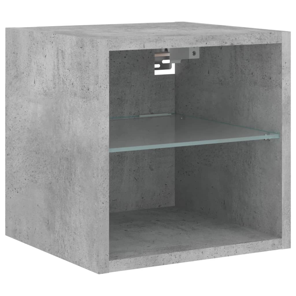 Mobili TV a Muro con LED 4pz Grigio Cemento Legno Multistrato | homemem39