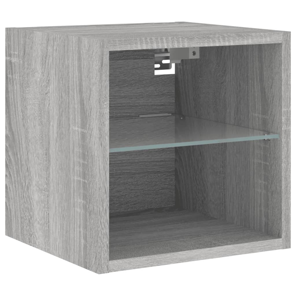Mobili TV a Muro con LED 4pz Grigio Sonoma in Legno Multistrato