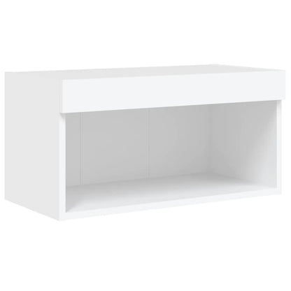 Mobili TV a Muro con LED 5pz Bianchi in Legno Multistrato