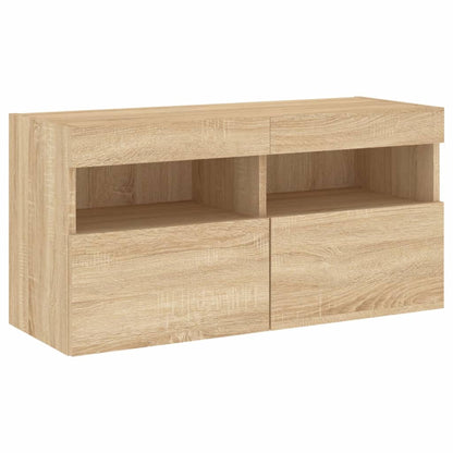 Mobili TV a Muro con LED 5pz Rovere Sonoma Legno Multistrato