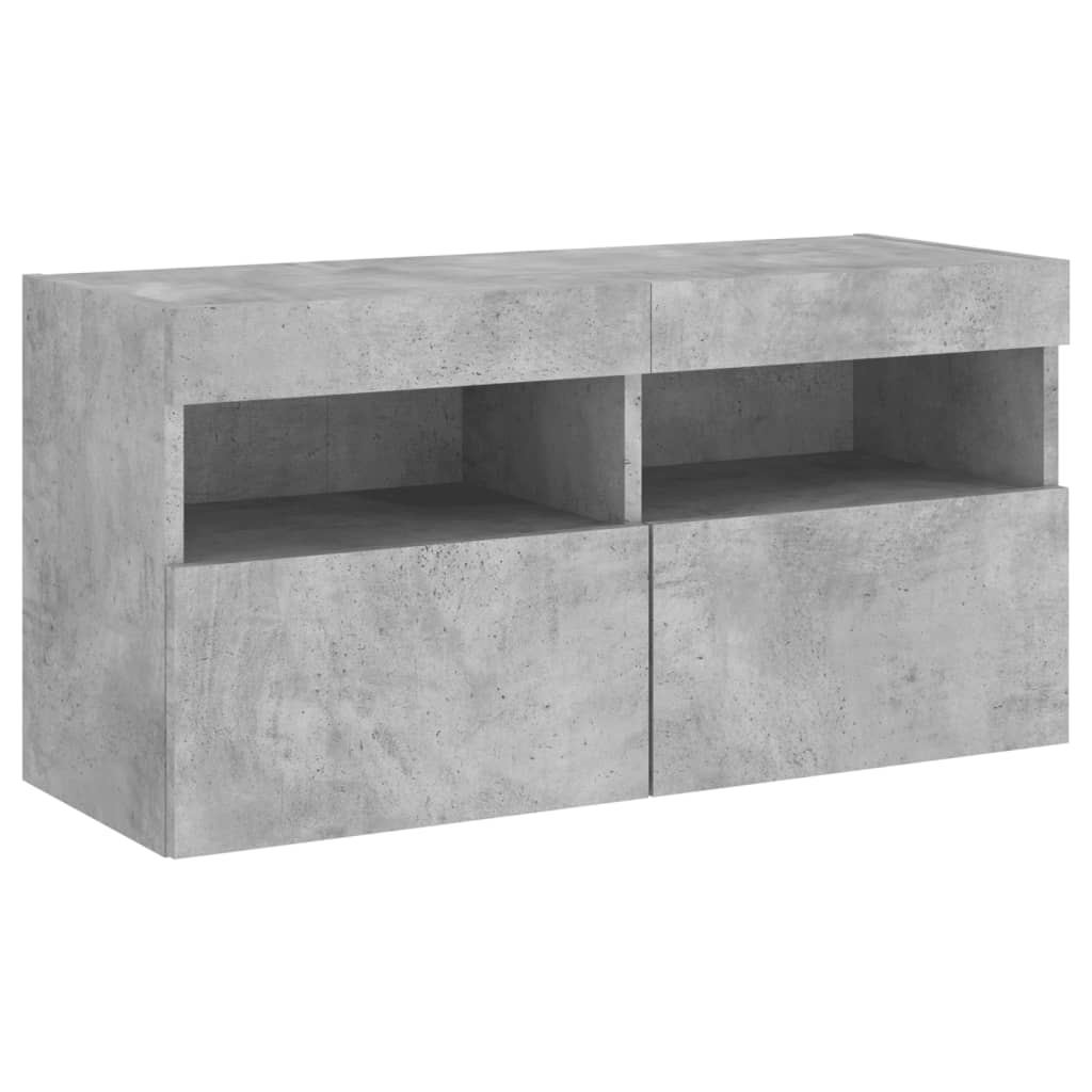 Mobili TV a Muro con LED 5pz Grigio Cemento Legno Multistrato | homemem39
