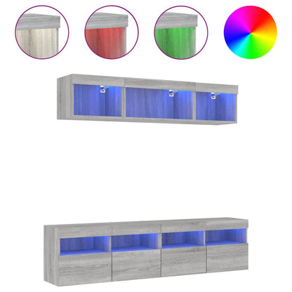 Mobili TV a Muro con LED 5pz Grigio Sonoma in Legno Multistrato | homemem39
