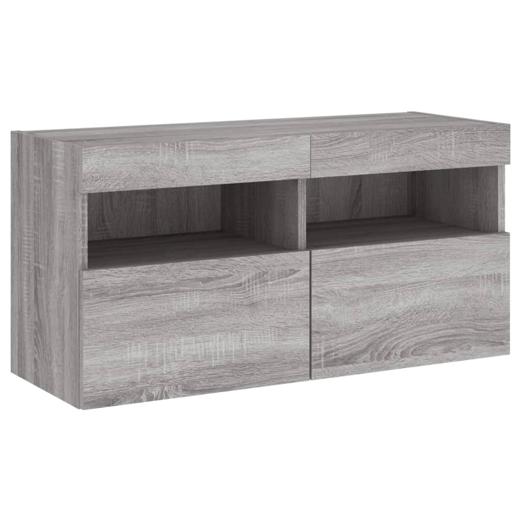 Mobili TV a Muro con LED 5pz Grigio Sonoma in Legno Multistrato | homemem39
