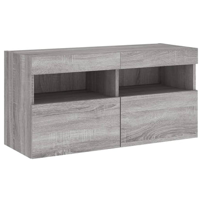 Mobili TV a Muro con LED 5pz Grigio Sonoma in Legno Multistrato | homemem39