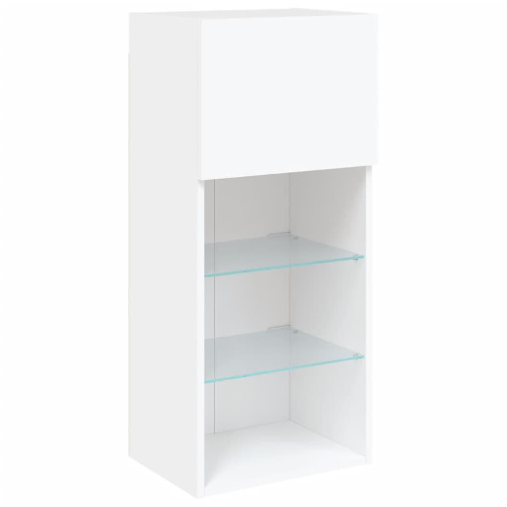 Mobili TV a Muro con LED 5pz Bianchi in Legno Multistrato | homemem39