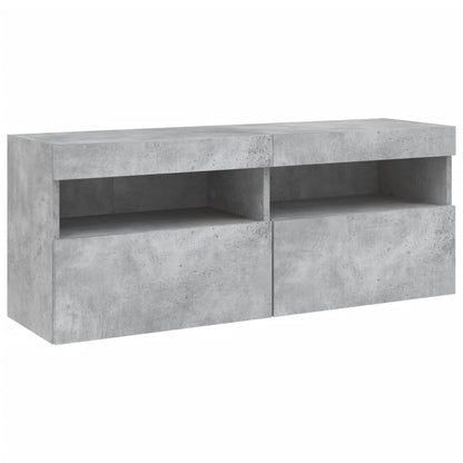 Mobili TV a Muro con LED 5pz Grigio Cemento Legno Multistrato | homemem39