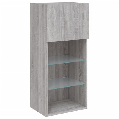 Mobili TV a Muro con LED 5pz Grigio Sonoma in Legno Multistrato | homemem39