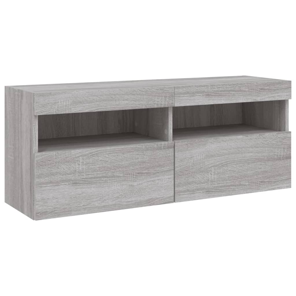 Mobili TV a Muro con LED 5pz Grigio Sonoma in Legno Multistrato | homemem39