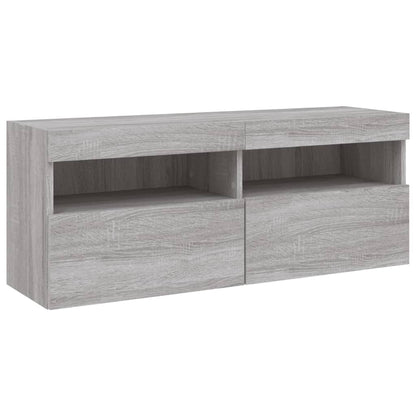 Mobili TV a Muro con LED 5pz Grigio Sonoma in Legno Multistrato | homemem39