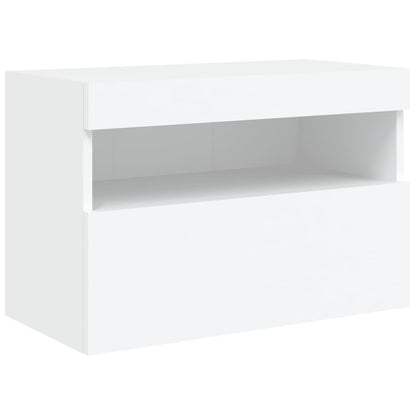 Mobili TV a Muro con LED 6pz Bianchi in Legno Multistrato