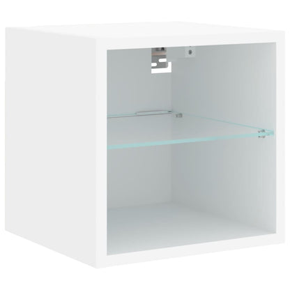 Mobili TV a Muro con LED 6pz Bianchi in Legno Multistrato | homemem39