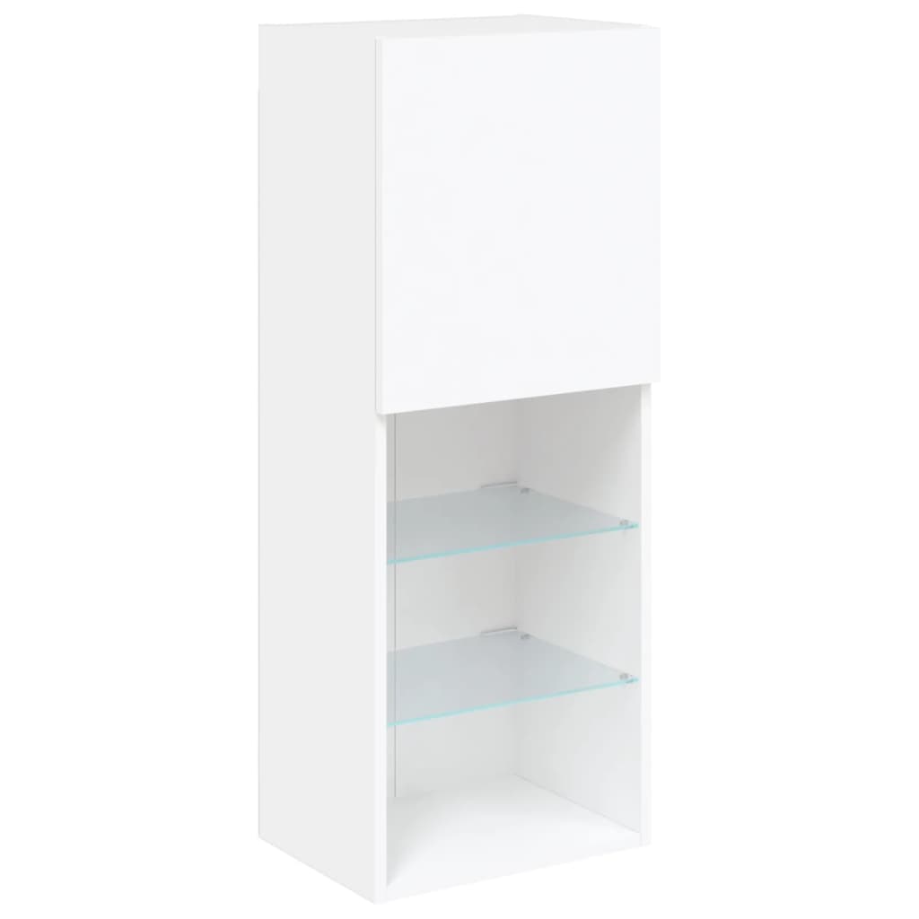 Mobili TV a Muro con LED 6pz Bianchi in Legno Multistrato | homemem39