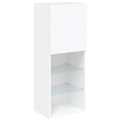 Mobili TV a Muro con LED 6pz Bianchi in Legno Multistrato