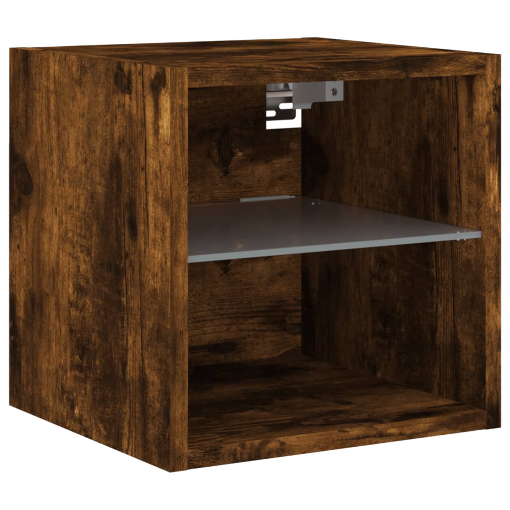 Mobili TV a Muro con LED 6pz Rovere Fumo in Legno Multistrato | homemem39