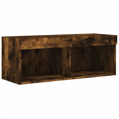 Mobili TV a Muro con LED 6pz Rovere Fumo in Legno Multistrato | homemem39