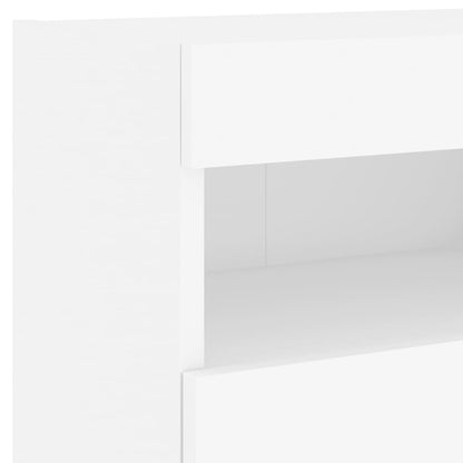 Mobili TV a Muro con LED 5pz Bianchi in Legno Multistrato