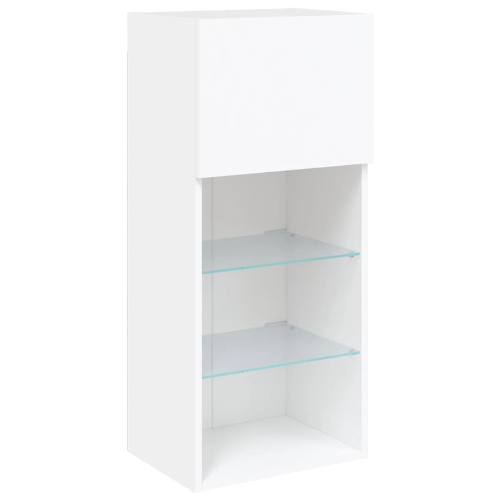 Mobili TV a Muro con LED 5pz Bianchi in Legno Multistrato | homemem39