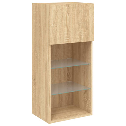 Mobili TV a Muro con LED 5pz Rovere Sonoma Legno Multistrato