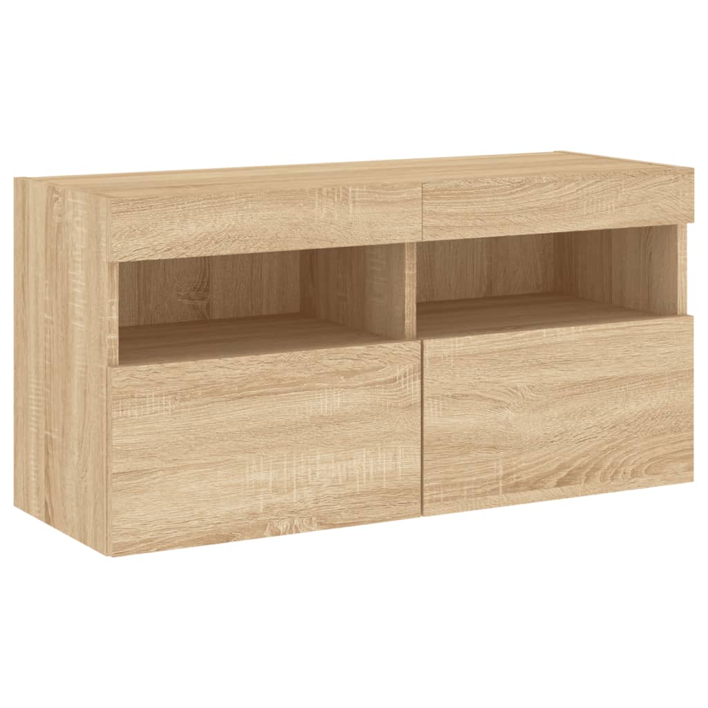 Mobili TV a Muro con LED 5pz Rovere Sonoma Legno Multistrato
