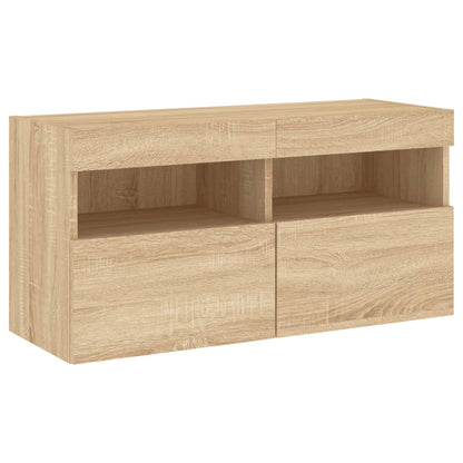 Mobili TV a Muro con LED 5pz Rovere Sonoma Legno Multistrato