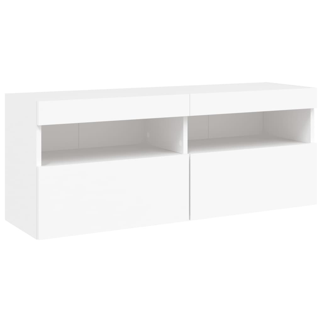 Set Mobili TV a Muro 6 pz con Luci LED Bianco