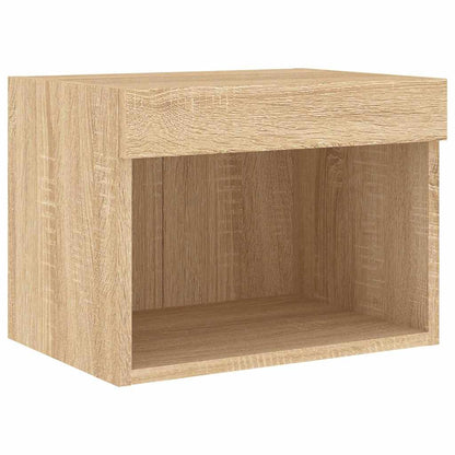 Set Mobili TV a Muro 7 pz con Luci LED Rovere Sonoma