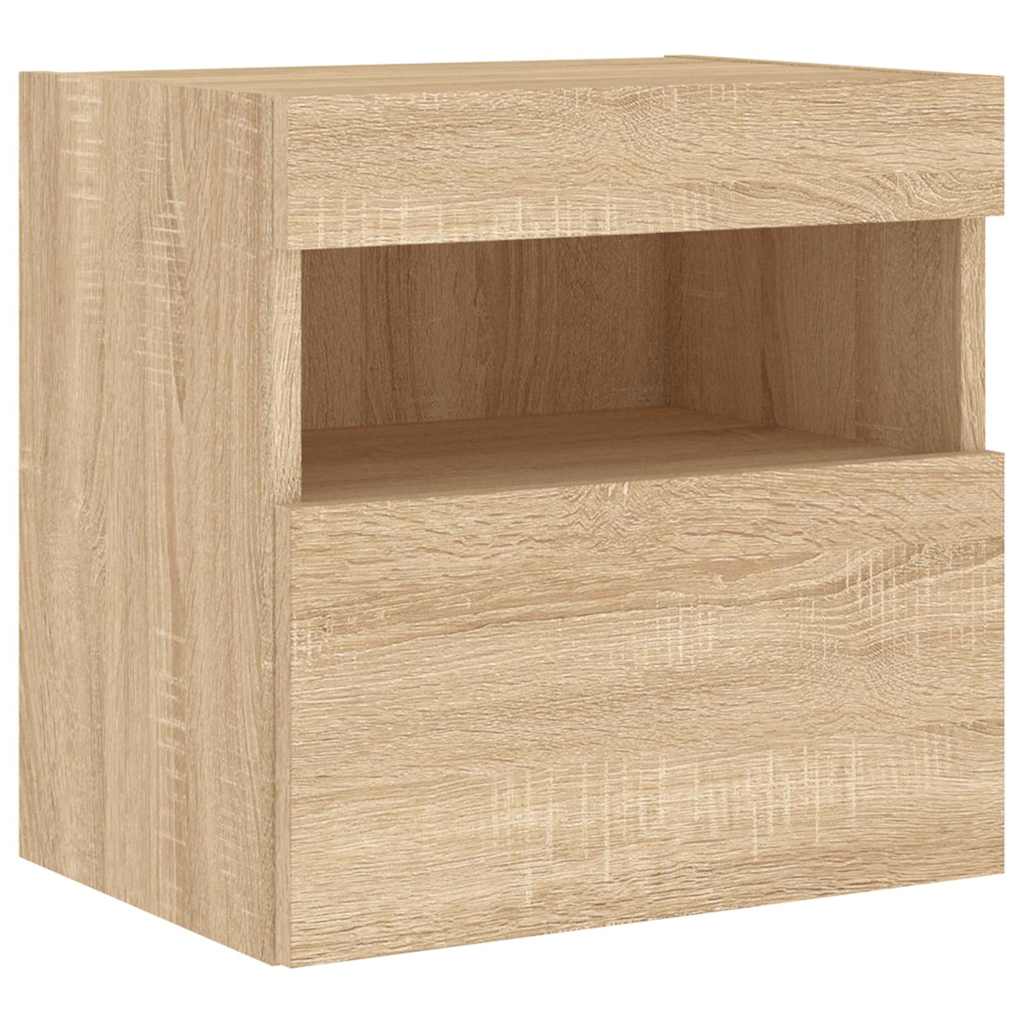 Set Mobili TV a Muro 7 pz con Luci LED Rovere Sonoma