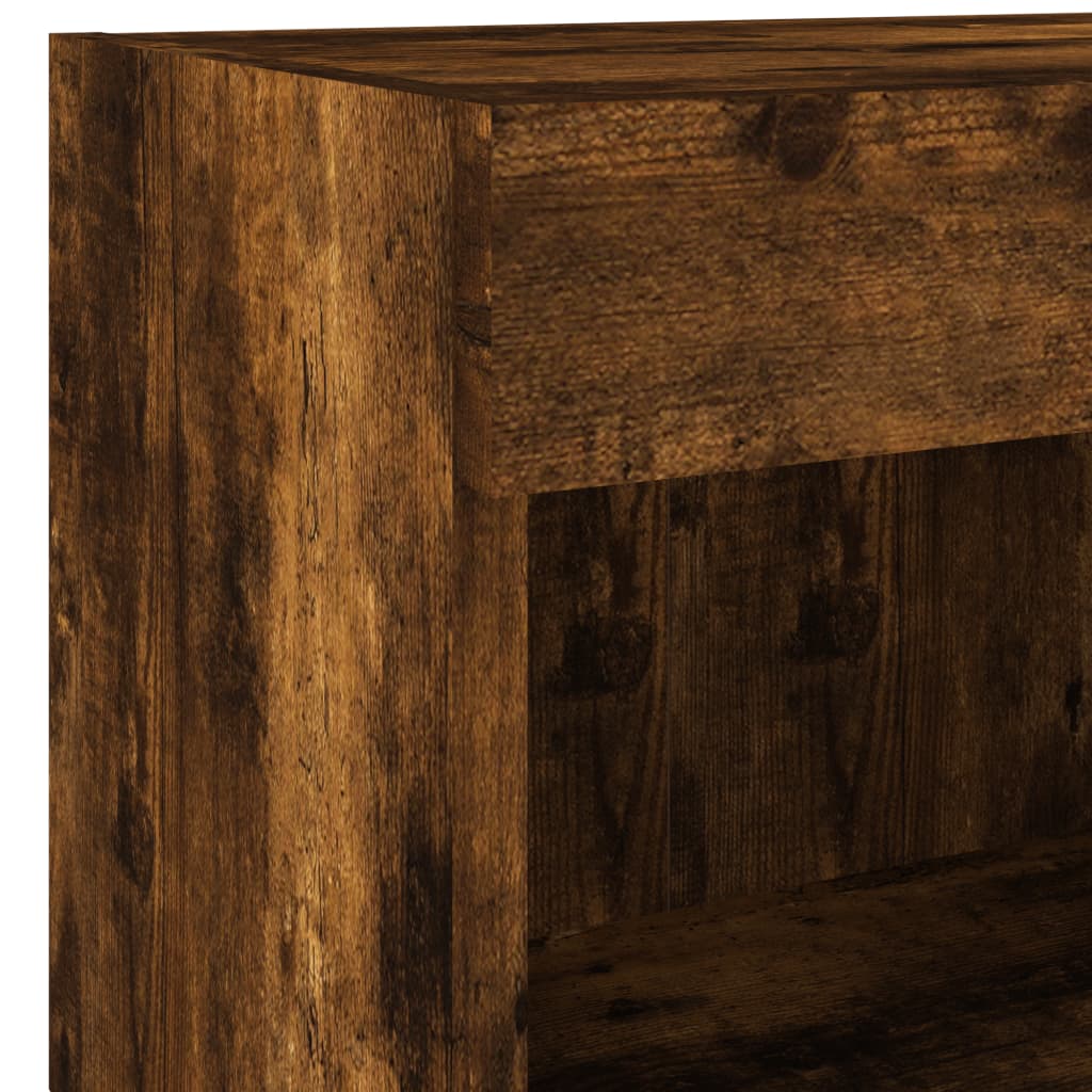 Set Mobili TV a Muro 7 pz con Luci LED Rovere Fumo