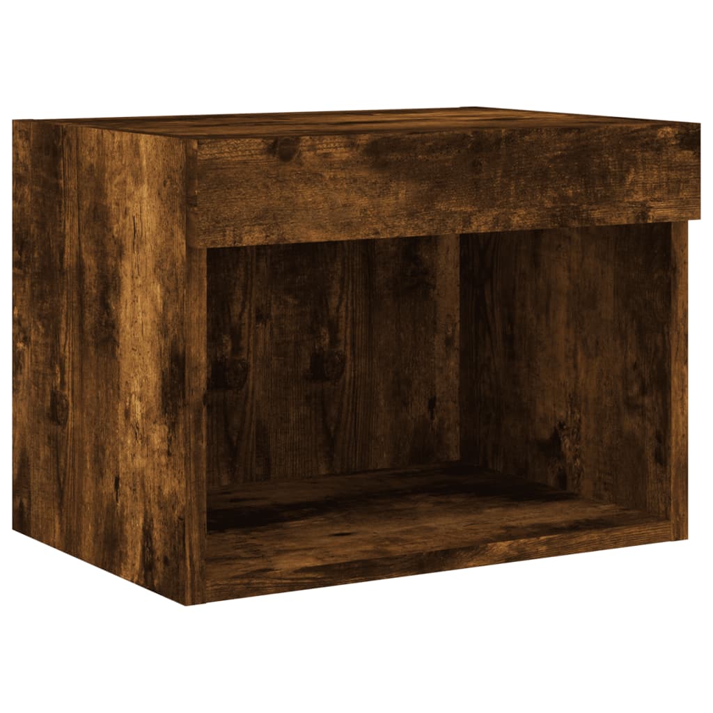 Set Mobili TV a Muro 7 pz con Luci LED Rovere Fumo
