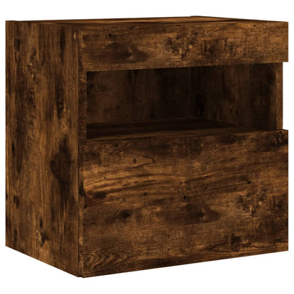 Set Mobili TV a Muro 7 pz con Luci LED Rovere Fumo
