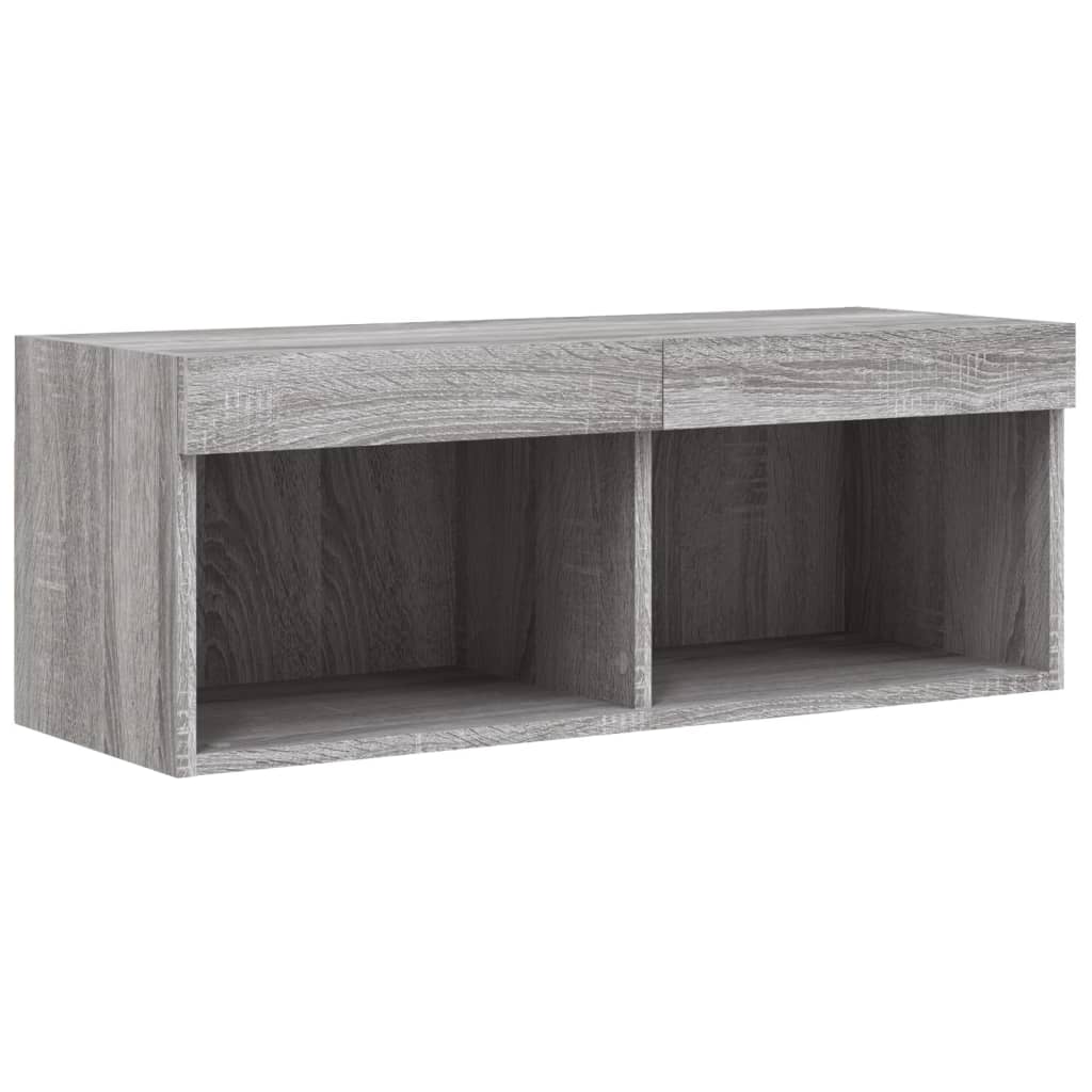 Set Mobili TV a Muro 8 pz con Luci LED Grigio Sonoma | homemem39