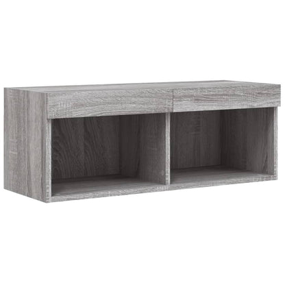 Set Mobili TV a Muro 8 pz con Luci LED Grigio Sonoma | homemem39