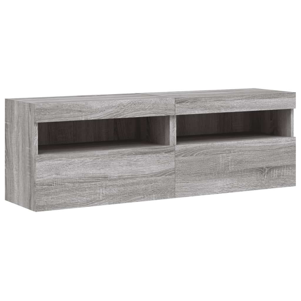Set Mobili TV a Muro 8 pz con Luci LED Grigio Sonoma | homemem39