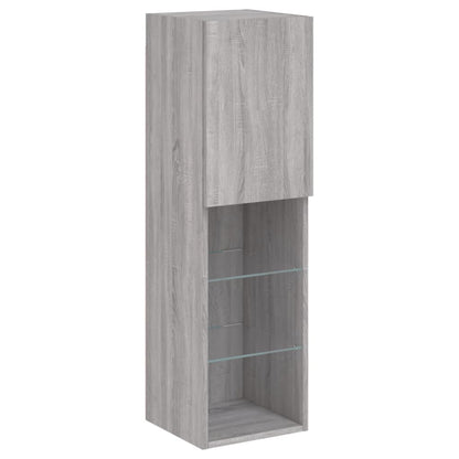 Set Mobili TV a Muro 8 pz con Luci LED Grigio Sonoma | homemem39