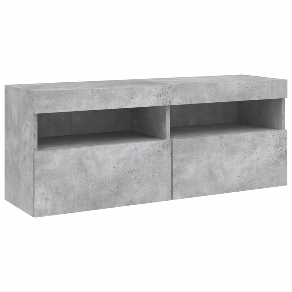 Set Mobili TV a Muro 7 pz con Luci LED Grigio Cemento