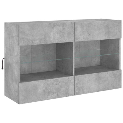 Set Mobili TV a Muro 6 pz con Luci LED Grigio Cemento