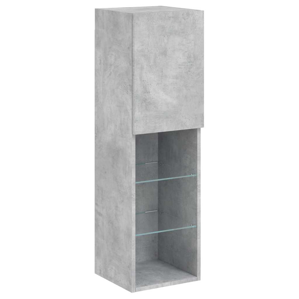 Set Mobili TV a Muro 6 pz con Luci LED Grigio Cemento