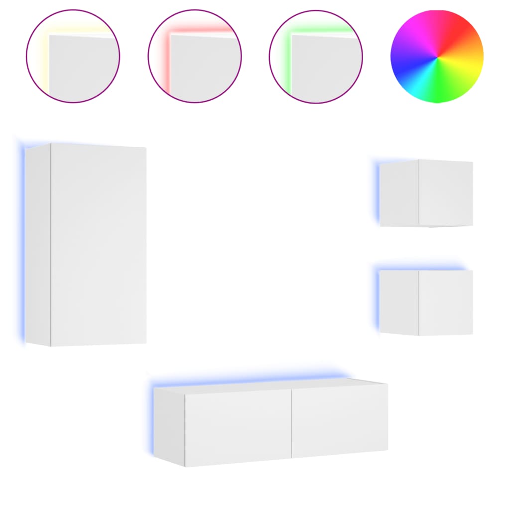 Mobili TV a Muro 4pz con Luci LED Bianchi - homemem39