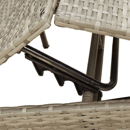 Lettini Prendisole 2 pz con Tavolino Grigio in Polyrattan