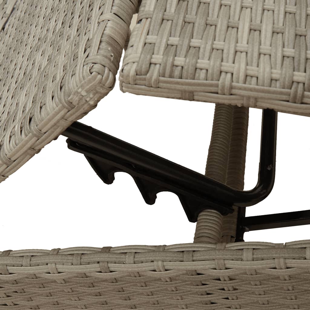 Lettini Prendisole 2pz con Tavolino Grigio Chiaro in Polyrattan