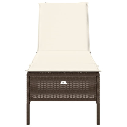 Lettino Prendisole con Cuscino Marrone in Polyrattan