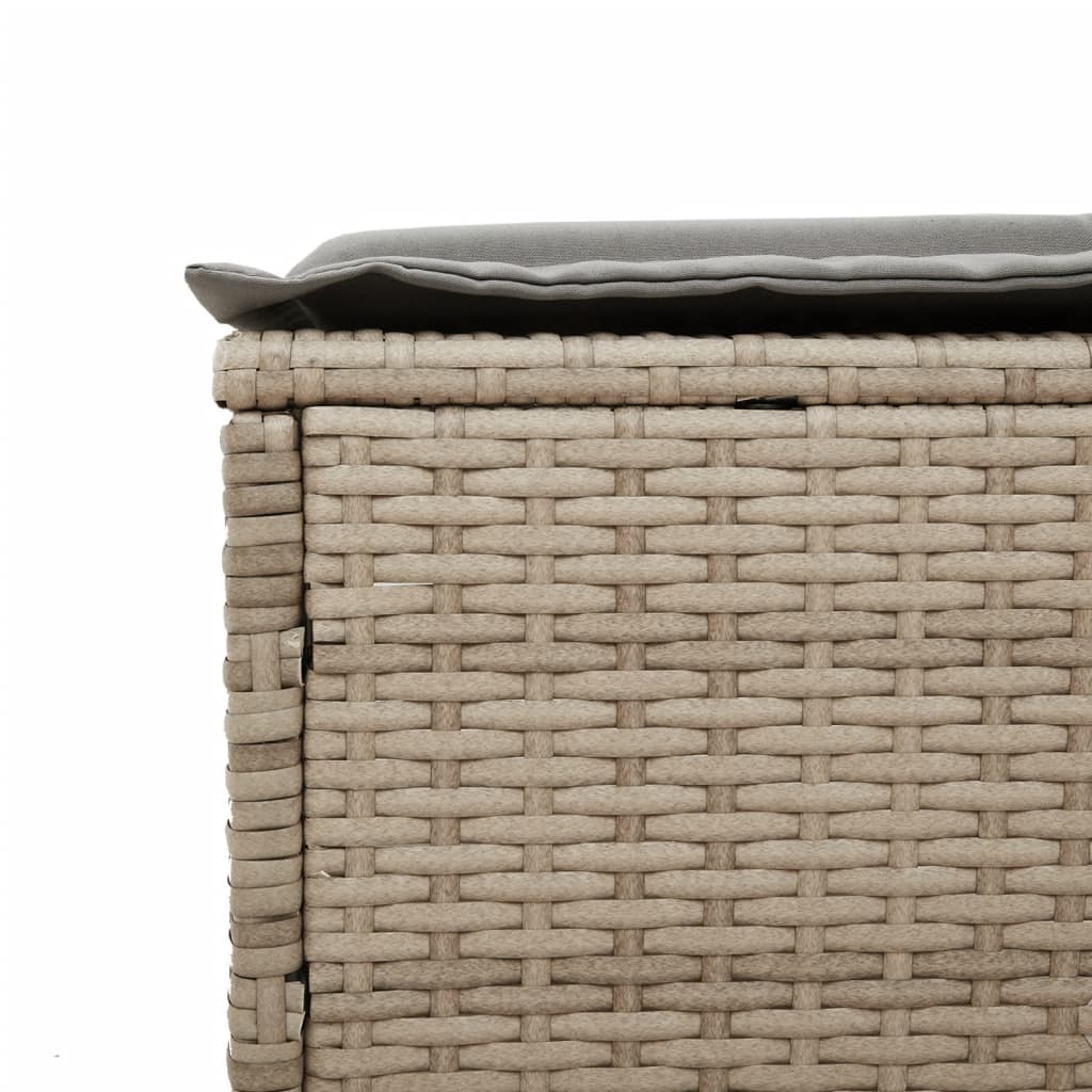 Lettino Prendisole con Cuscini Beige in Polyrattan