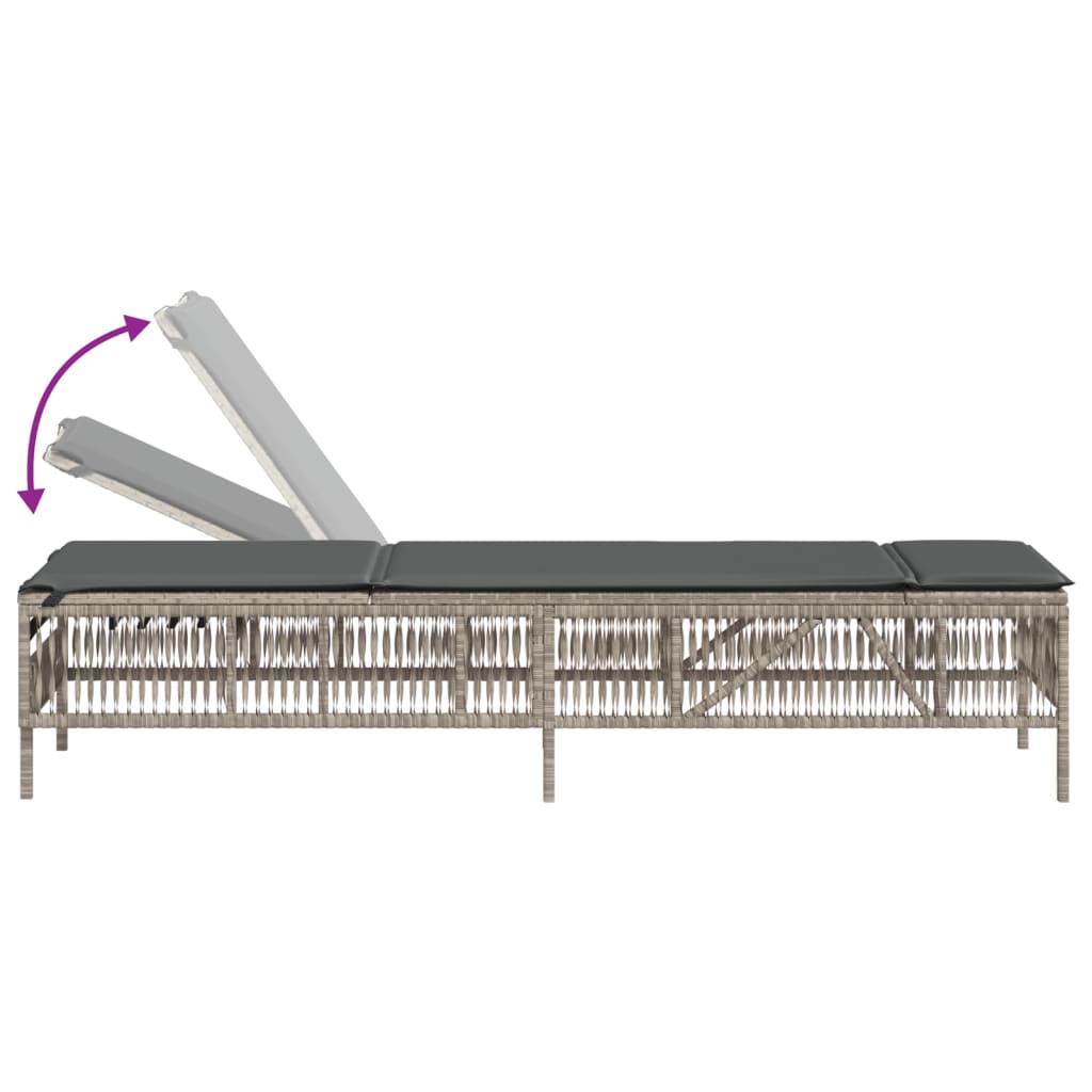 Lettini Prendisole 2pz con Tavolino grigio chiaro in Polyrattan