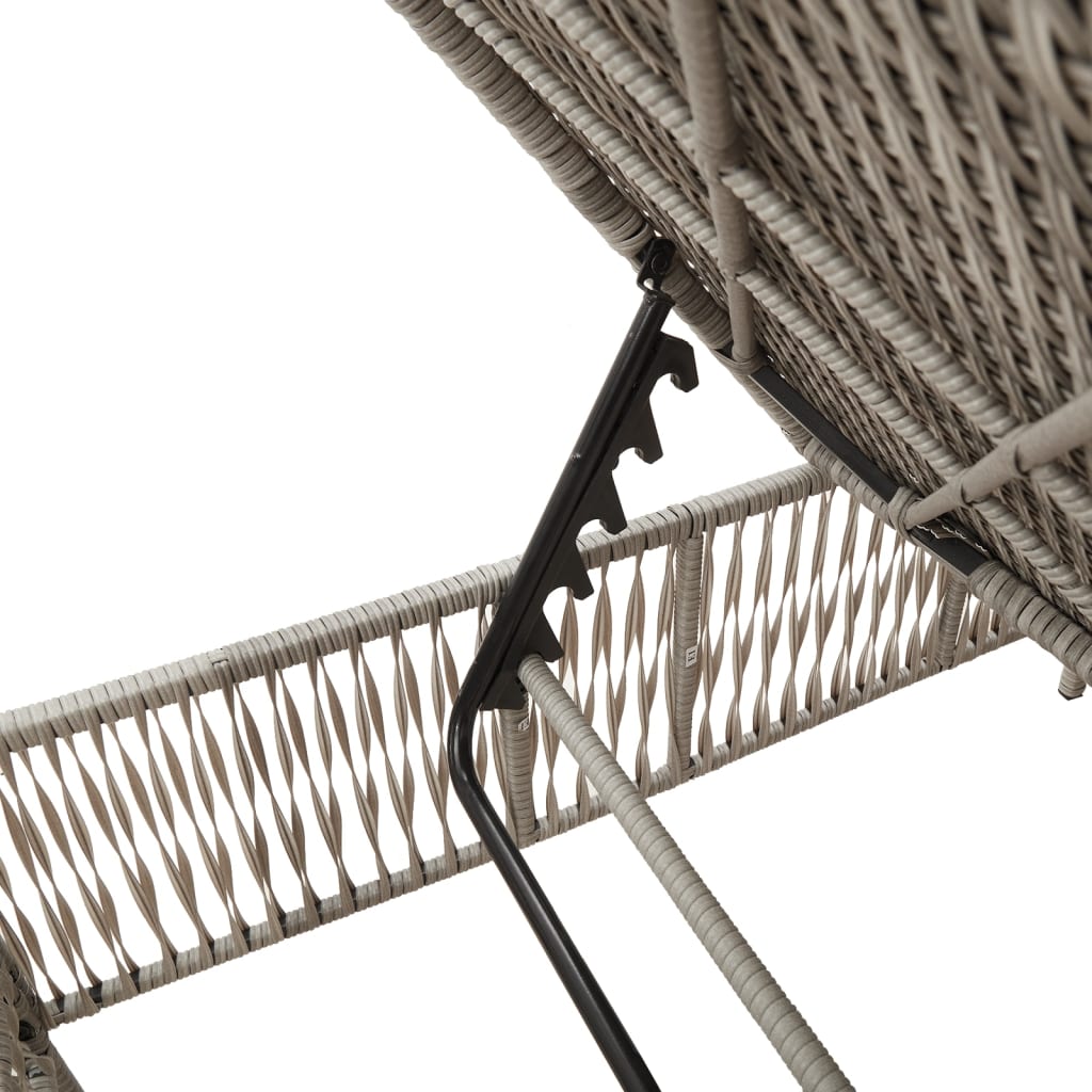 Lettini Prendisole 2pz con Tavolino grigio chiaro in Polyrattan