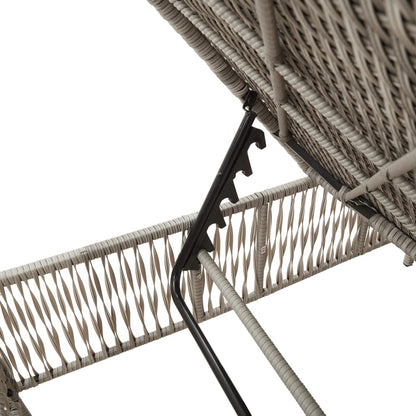 Lettini Prendisole 2pz con Tavolino grigio chiaro in Polyrattan