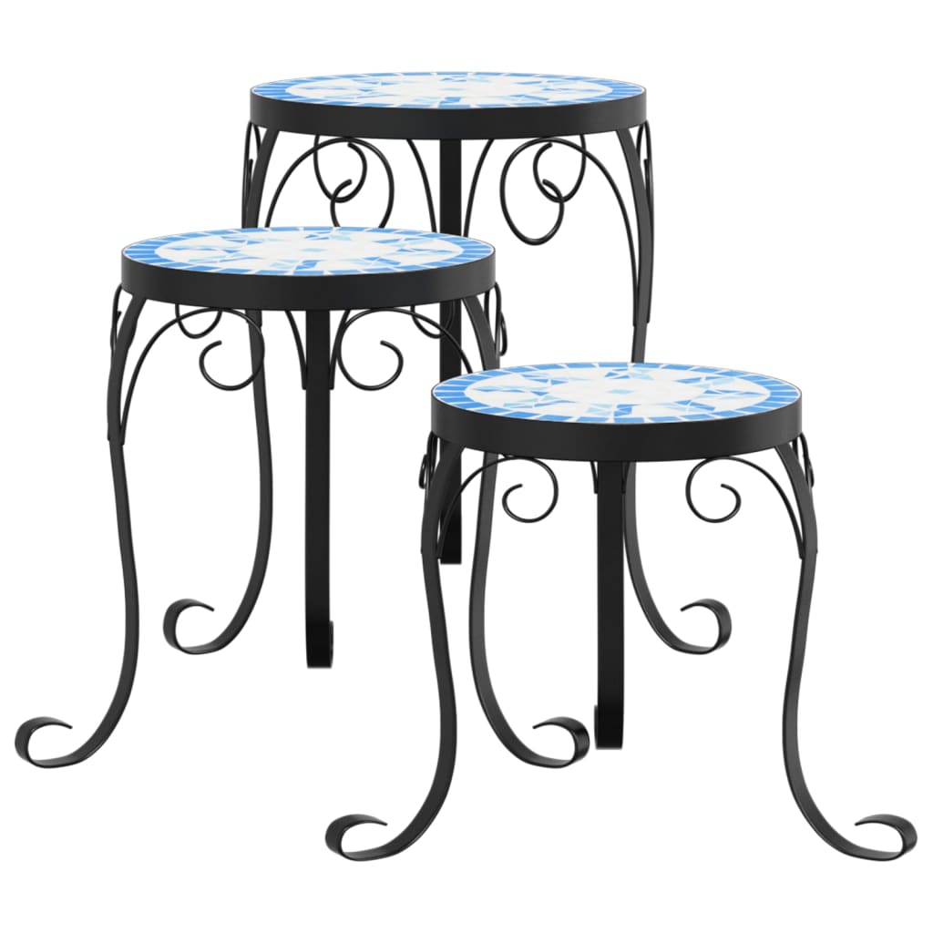 Supporti per Piante 3 pz Blu e Bianco in Ceramica | homemem39