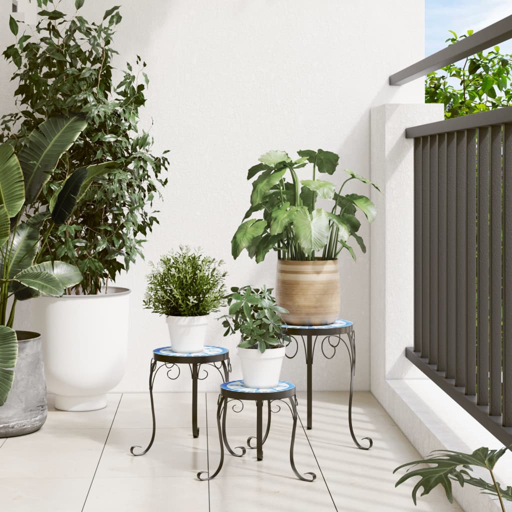 Supporti per Piante 3 pz Blu e Bianco in Ceramica | homemem39
