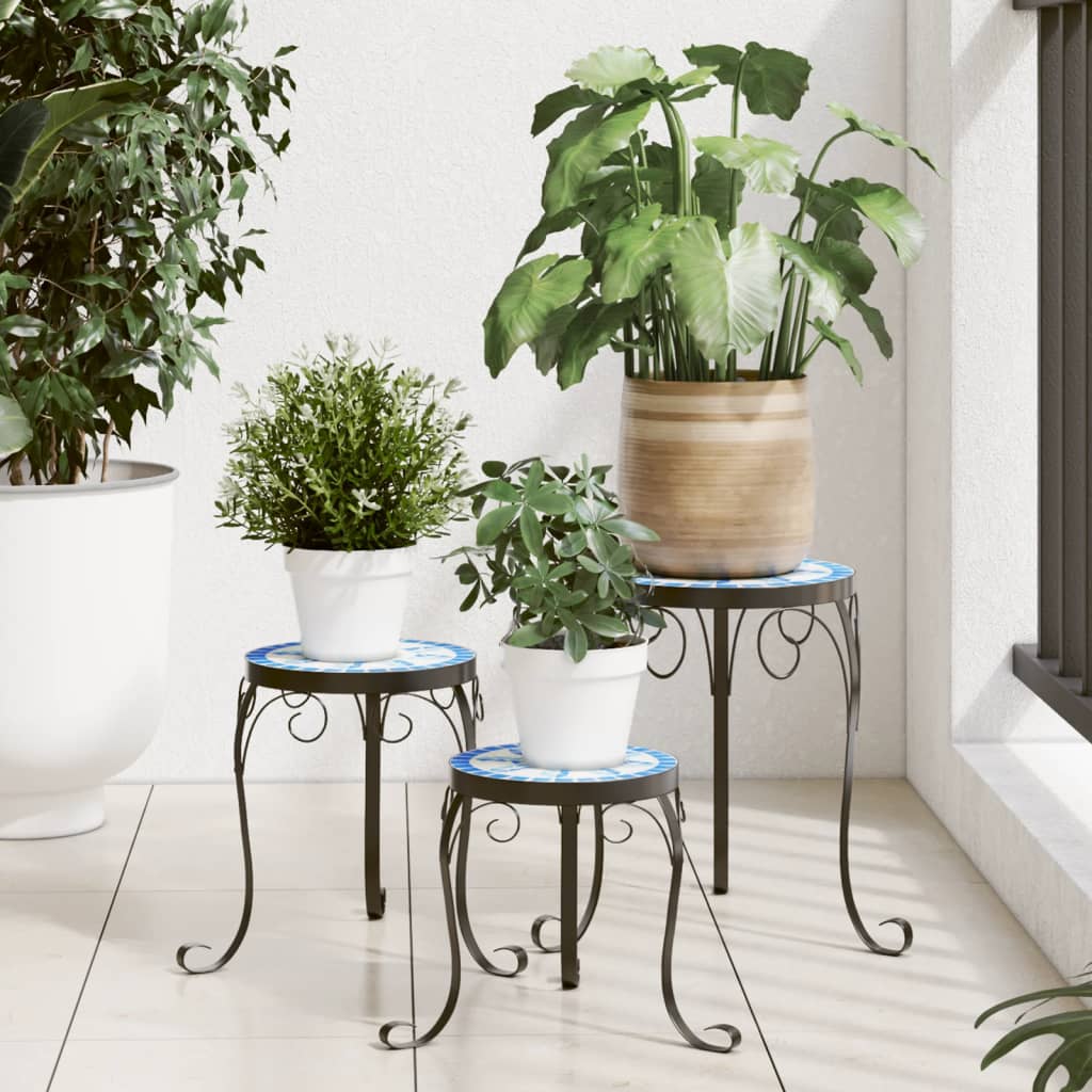 Supporti per Piante 3 pz Blu e Bianco in Ceramica | homemem39