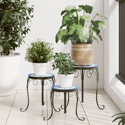Supporti per Piante 3 pz Blu e Bianco in Ceramica | homemem39