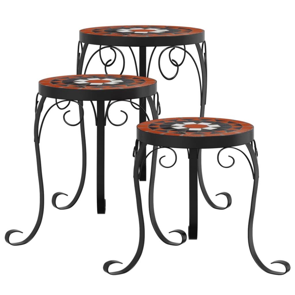 Supporti per Piante 3 pz Terracotta e Bianco in Ceramica | homemem39